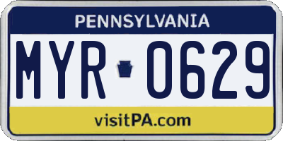 PA license plate MYR0629