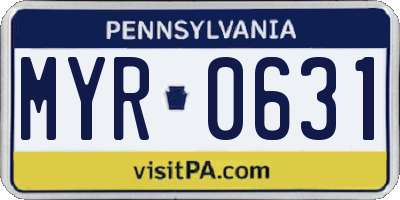 PA license plate MYR0631