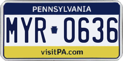 PA license plate MYR0636