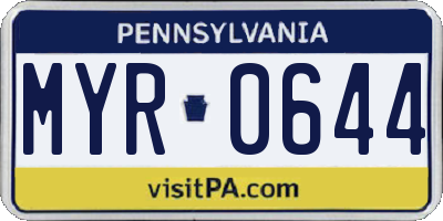 PA license plate MYR0644
