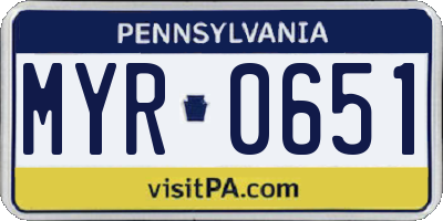 PA license plate MYR0651