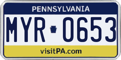 PA license plate MYR0653