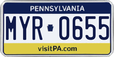 PA license plate MYR0655
