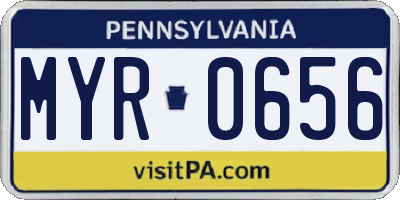 PA license plate MYR0656