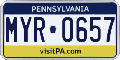 PA license plate MYR0657