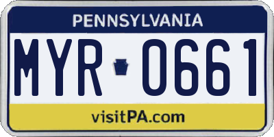 PA license plate MYR0661