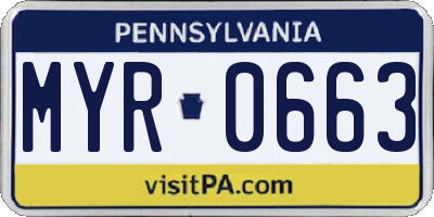 PA license plate MYR0663