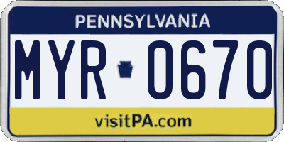 PA license plate MYR0670