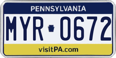 PA license plate MYR0672