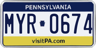 PA license plate MYR0674
