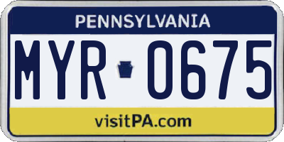 PA license plate MYR0675