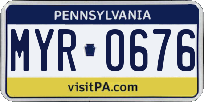 PA license plate MYR0676