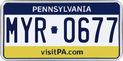 PA license plate MYR0677