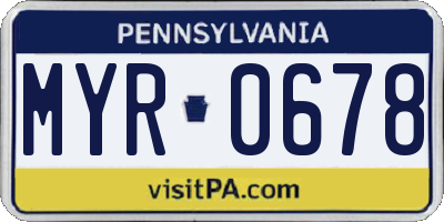 PA license plate MYR0678