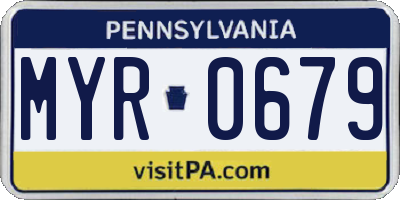 PA license plate MYR0679