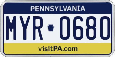 PA license plate MYR0680