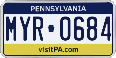 PA license plate MYR0684