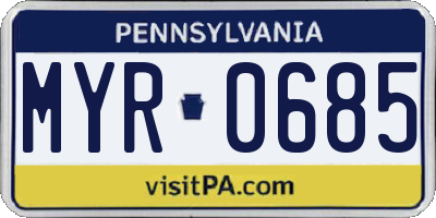 PA license plate MYR0685