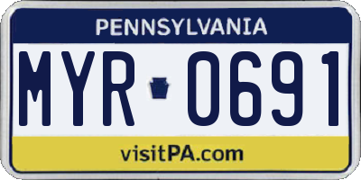 PA license plate MYR0691