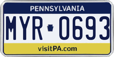 PA license plate MYR0693