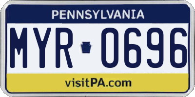 PA license plate MYR0696