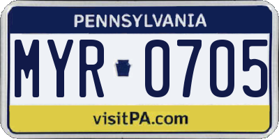 PA license plate MYR0705