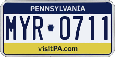 PA license plate MYR0711