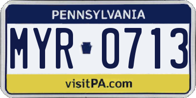 PA license plate MYR0713