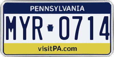 PA license plate MYR0714