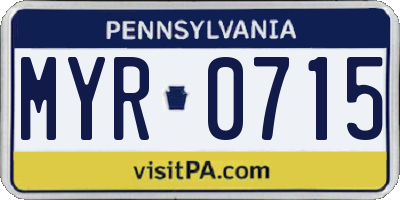 PA license plate MYR0715