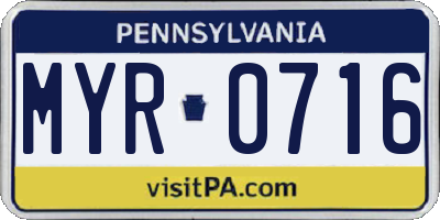 PA license plate MYR0716