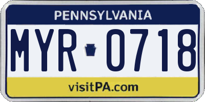 PA license plate MYR0718