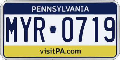 PA license plate MYR0719
