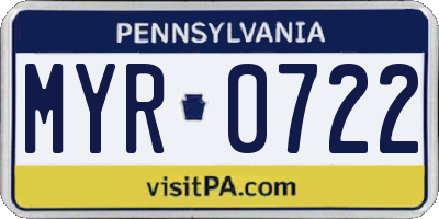 PA license plate MYR0722
