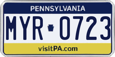 PA license plate MYR0723
