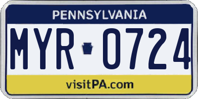 PA license plate MYR0724