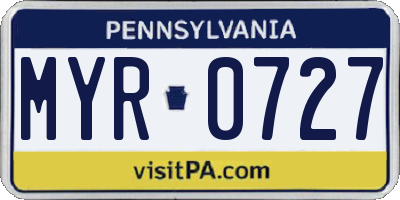 PA license plate MYR0727