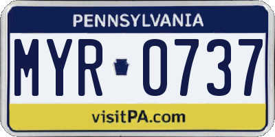PA license plate MYR0737