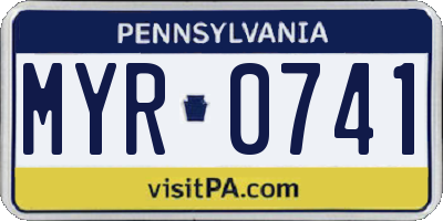PA license plate MYR0741