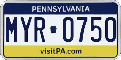 PA license plate MYR0750