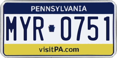 PA license plate MYR0751