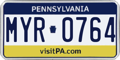 PA license plate MYR0764