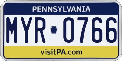 PA license plate MYR0766
