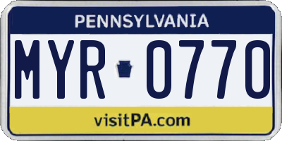 PA license plate MYR0770