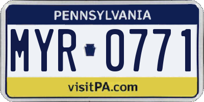 PA license plate MYR0771