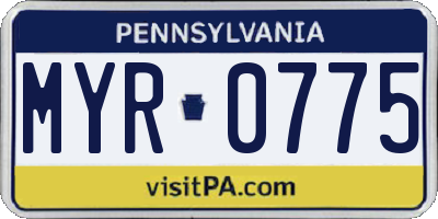 PA license plate MYR0775