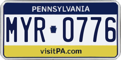 PA license plate MYR0776