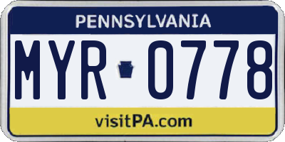 PA license plate MYR0778
