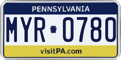 PA license plate MYR0780