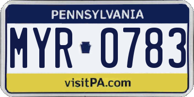 PA license plate MYR0783